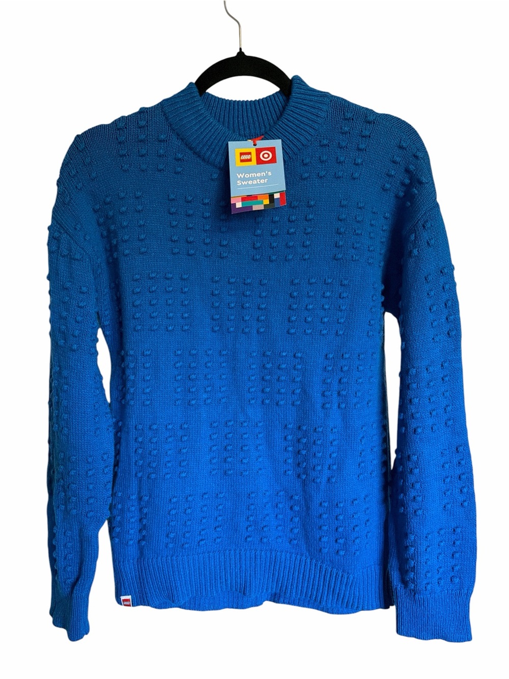 LEGO Collection x Target Women's Blue Textured Brick Stud Knit Sweater NWT S